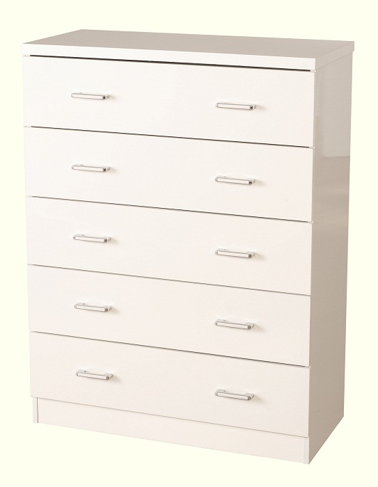 Charisma five drawer chest in white gloss , Please click to get details