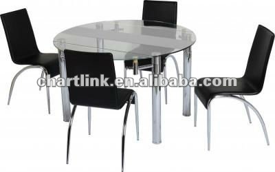 Extending Frosted Glass Top Dining Room Table With 4 Chairs , Please click to get details